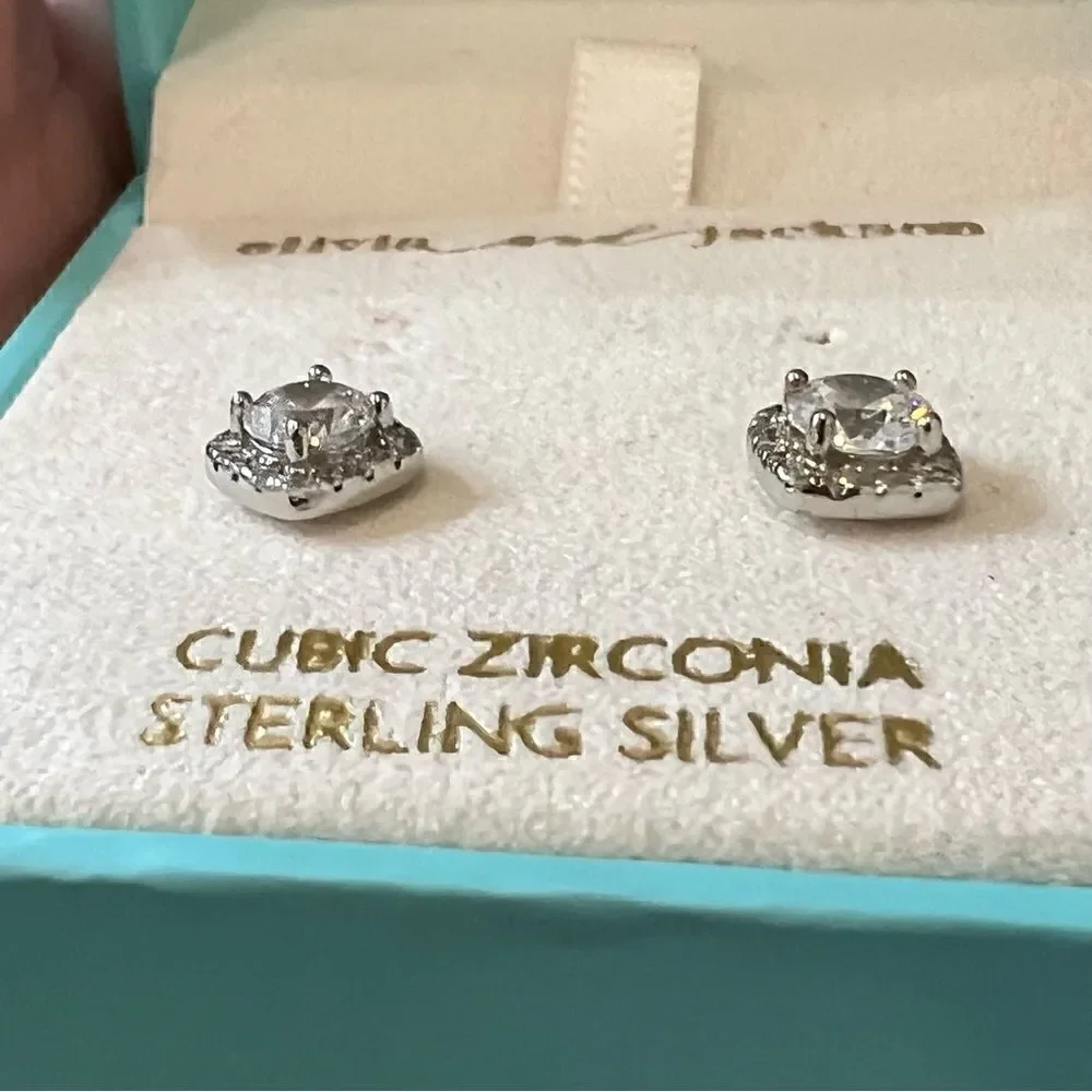 Gorgeous sterling silver and cubic zirconia Halo Earrings